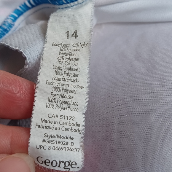 4/$40 Blue Striped Swimsuit (1 Piece) - Size 14 - Picture 9 of 9